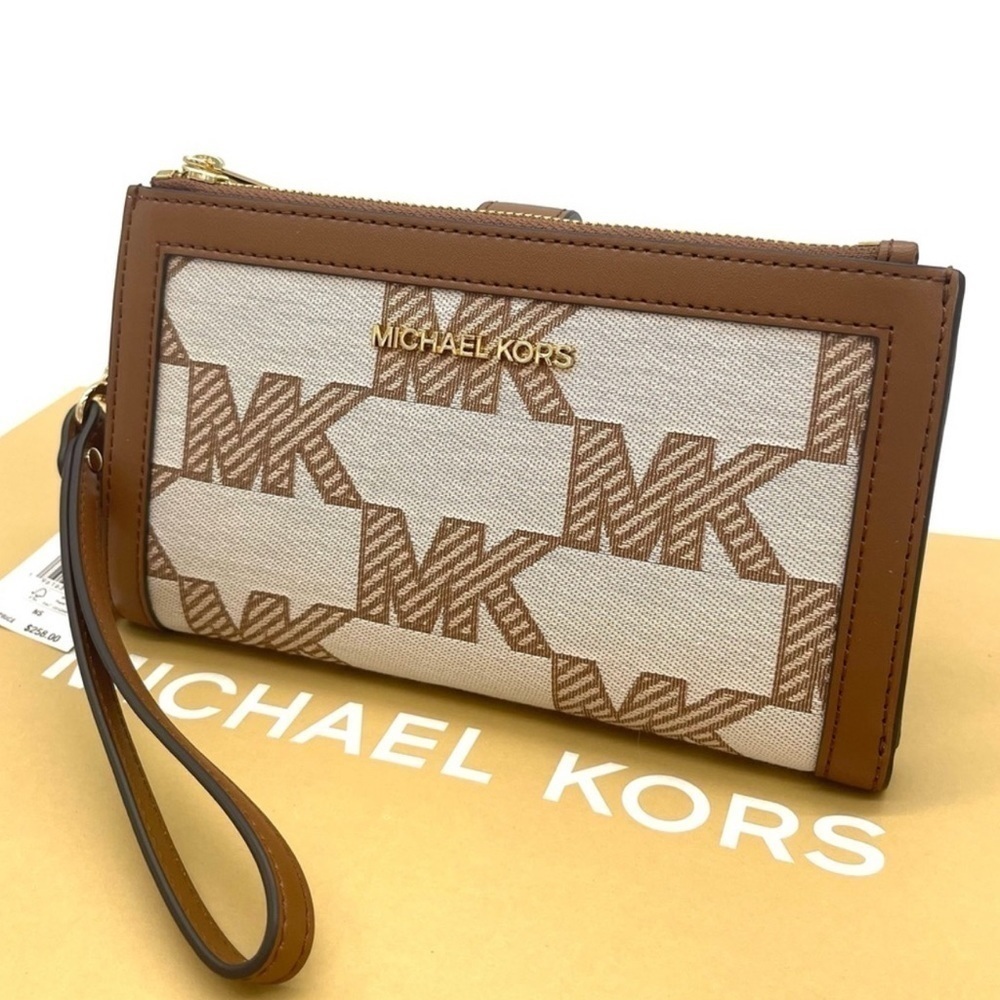 Michael Kors Large Double Zip Wallet Wristlet Brown - Picture 3 of 8